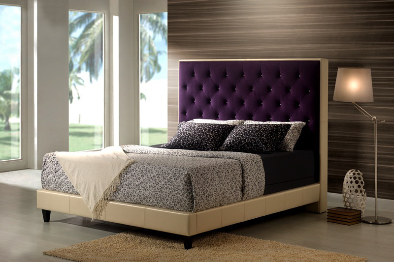 purple mattress bed frame headboard